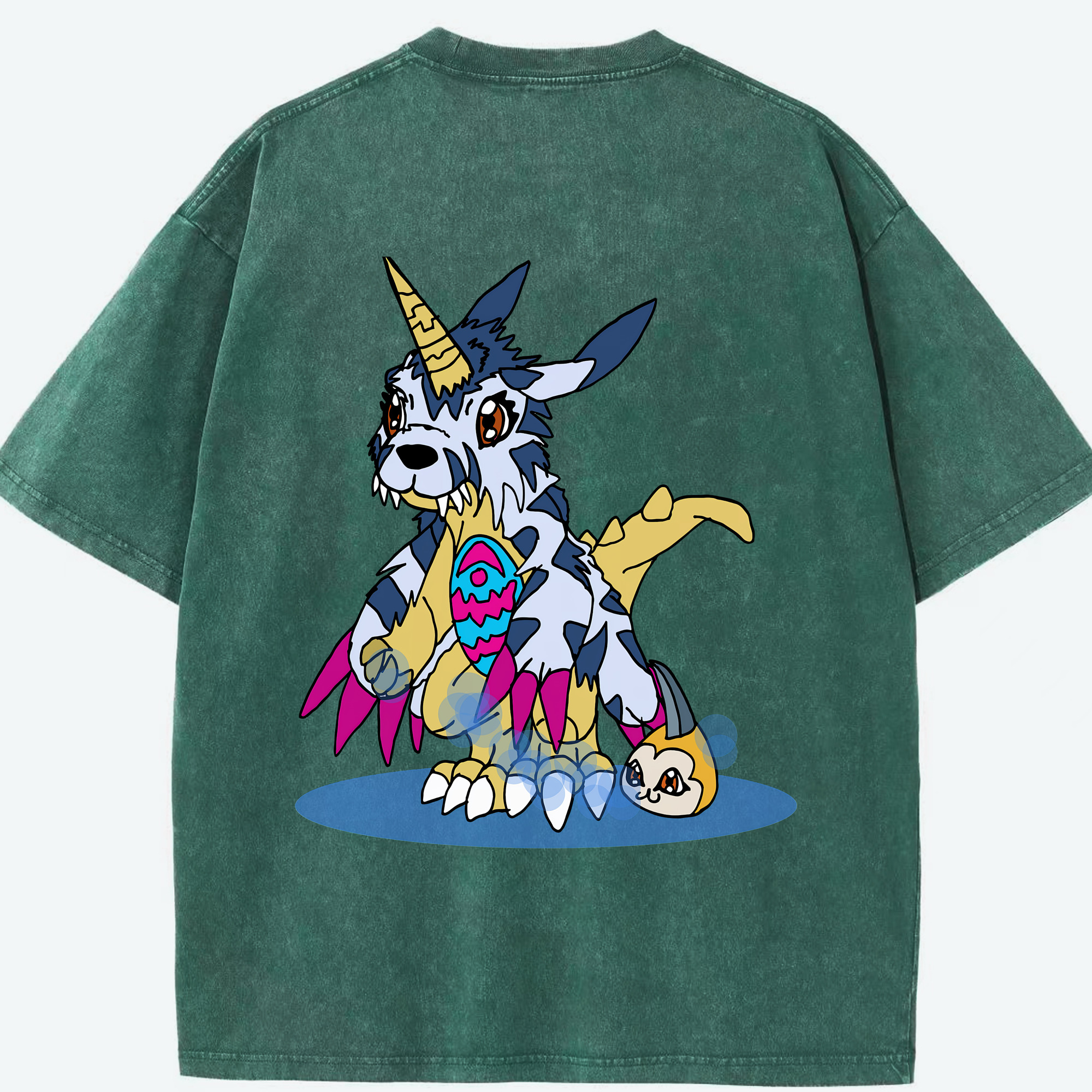 （画像用） Digimon デジタルモンスター/デジモン 綿100% ヴィンテージ風 半袖Tシャツ（背面プリント）